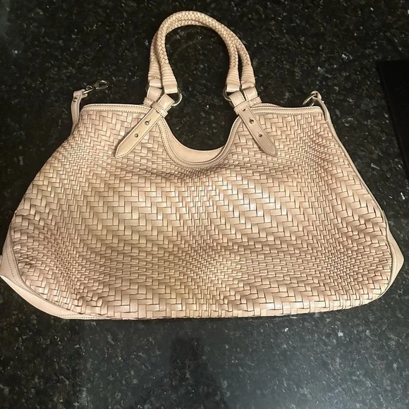 Cole Haan Genevieve Tan Woven Tote EUC - Picture 5 of 13